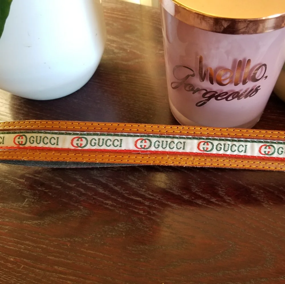 Vintage Rare Gucci Accessory Collection leather canvas belt small - Picture 3 of 8